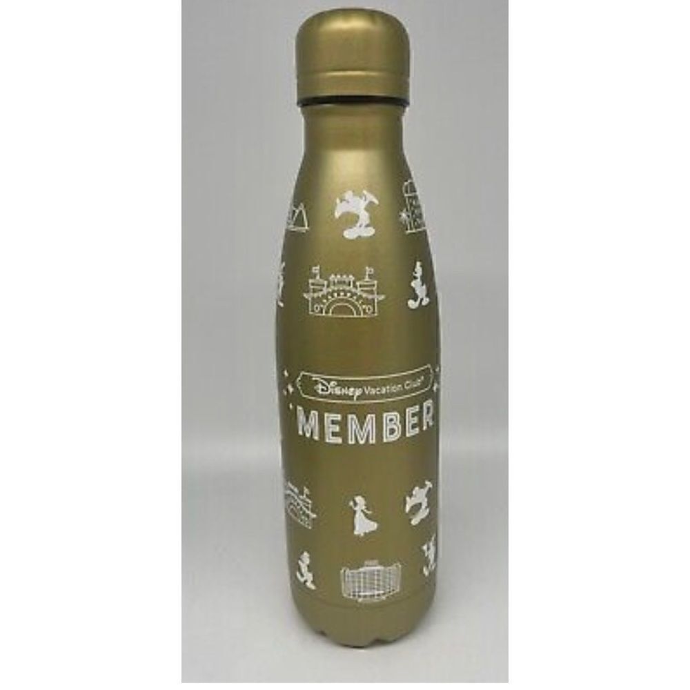 New 2022 Gold Stainless Steel Water Bottle Disney Vacation Club Member Mickey